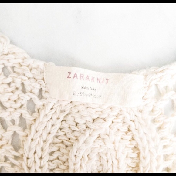 Zara Knit Cream Pointelle Sweater - Picture 7 of 10
